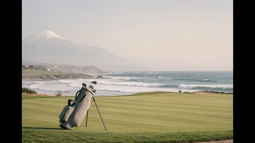 Deux ambiances de golf au Maroc en hiver : montagnes de l’Atlas au loin d’un côté, brise et horizon atlantique de l’autre.
