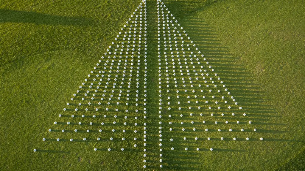 Vue aérienne montrant la différence de dispersion entre un swing à 100% et un swing à 80%