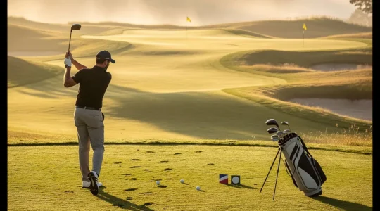 Golfeur débutant sur le green prêt pour son premier parcours de 18 trous