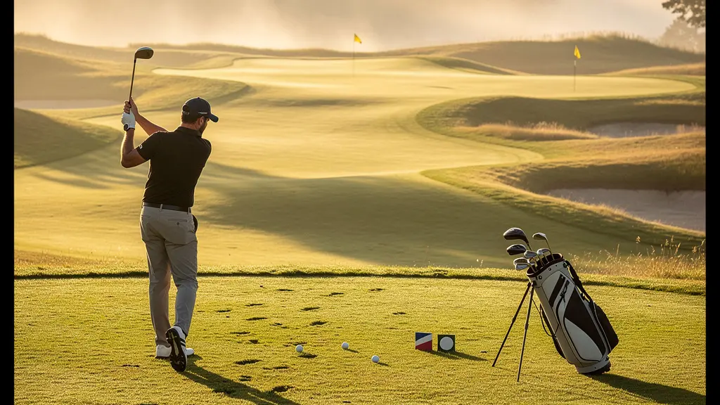 Golfeur débutant sur le green prêt pour son premier parcours de 18 trous