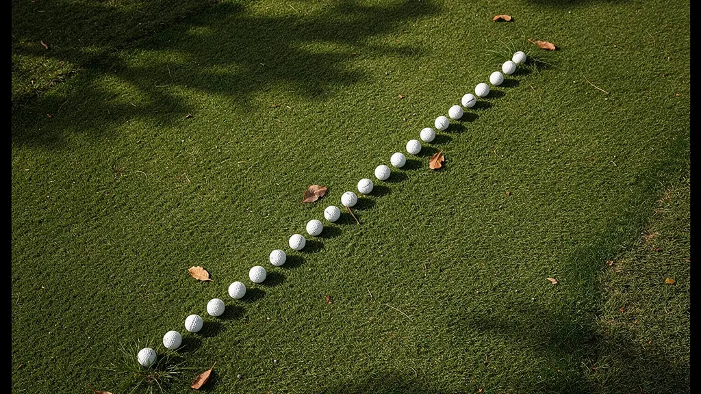 Vue aérienne montrant les positions optimales de balle pour différents clubs de golf