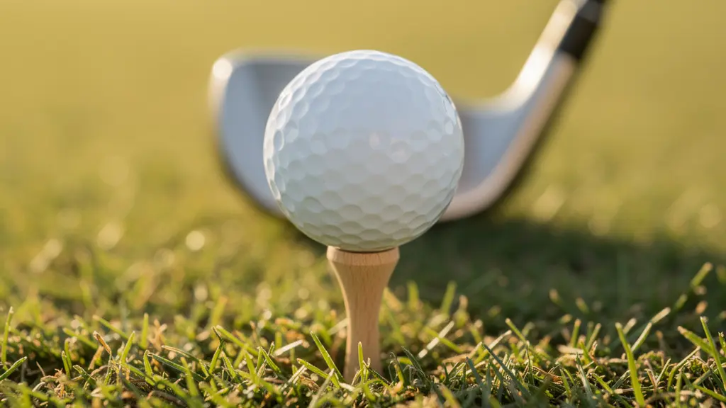 Vue latérale d'un setup de driver montrant la position optimale de la balle sur le tee
