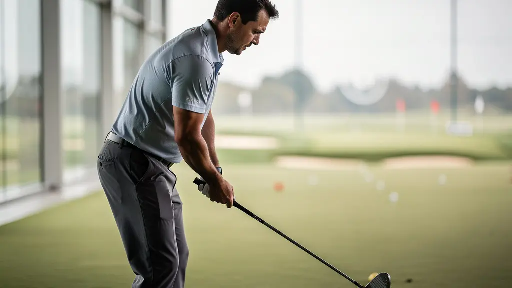 Vue latérale d'un golfeur montrant la position correcte des yeux par rapport à la balle