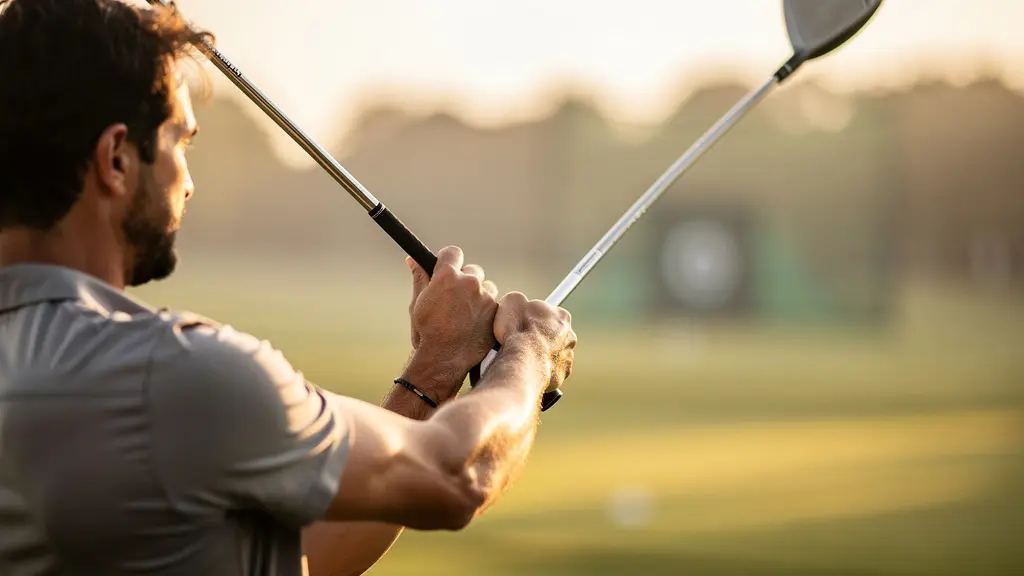 Golfeur au sommet du swing montrant la flexion naturelle du shaft