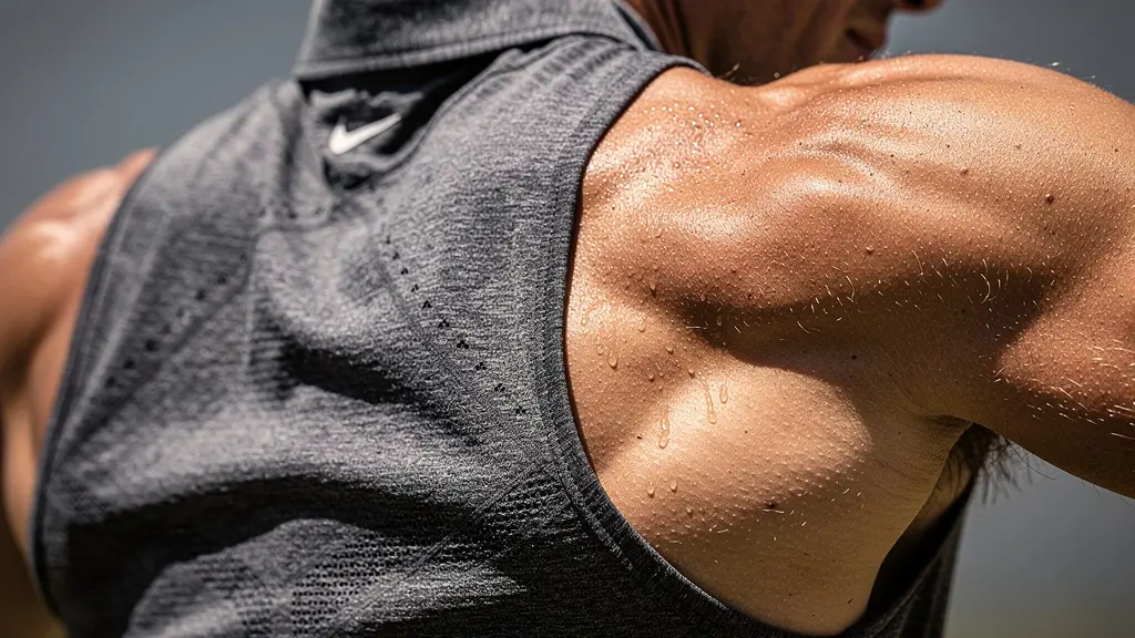 Vue macro d'une colonne vertébrale en rotation avec muscles visibles pendant le swing de golf