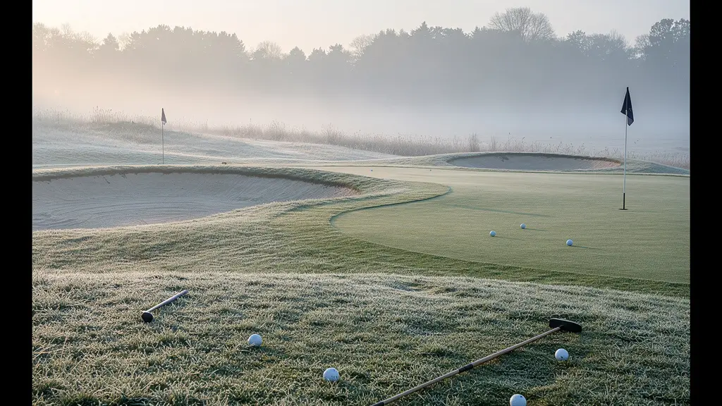 Zone d'entraînement du petit jeu avec plusieurs golfeurs pratiquant différents types d'approches